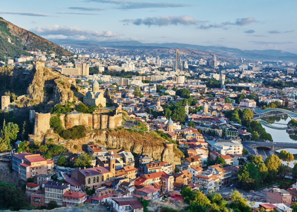 An arial view of Tbilisi, Georgia.