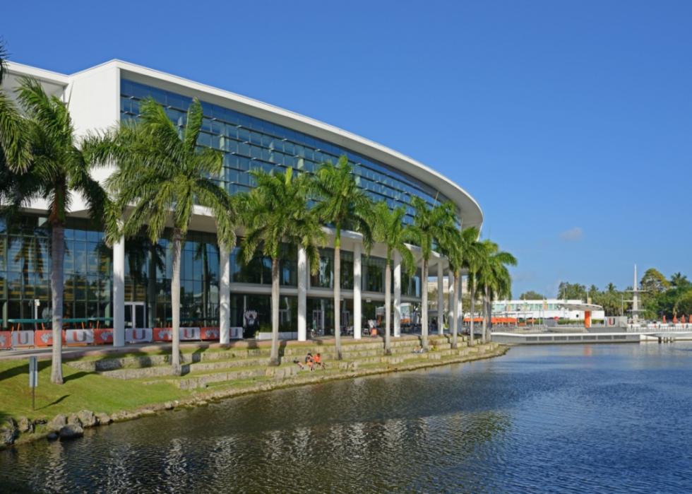 Shalala Student Center looking over Lake Osceola at University of Miami.