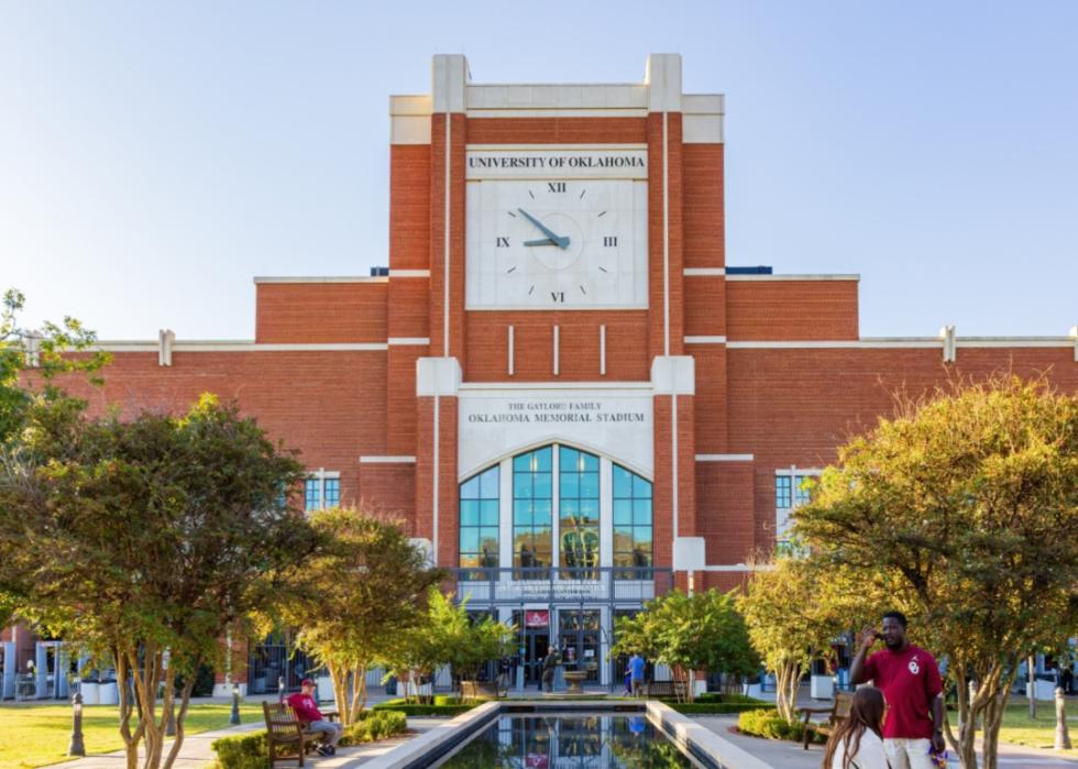 A building with a clocktower at University of Oklahoma.