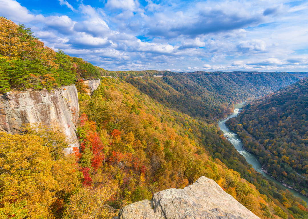 An aerial view of New River Gorge, West Virginia.