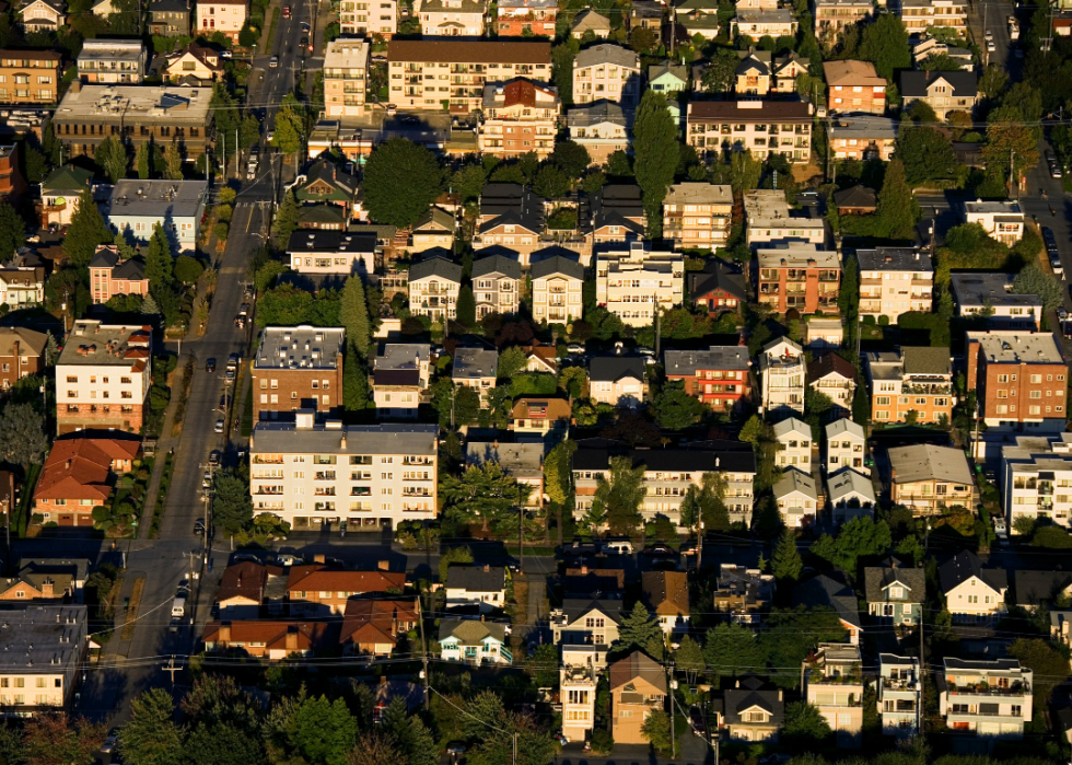 An aerial view of neighborhood in Seattle, Washington