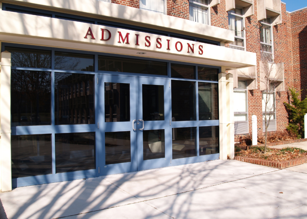 The exterior of a college admissions building