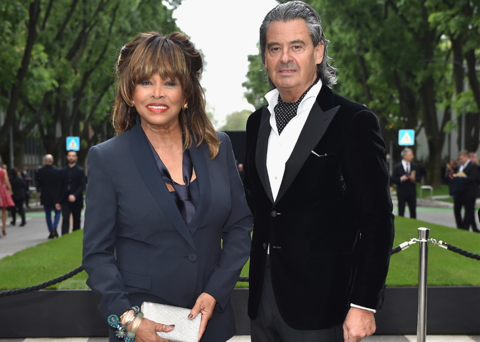 Tina Turner and Erwin Bach attending the Giorgio Armani 40th Anniversary Silos opening and cocktail reception