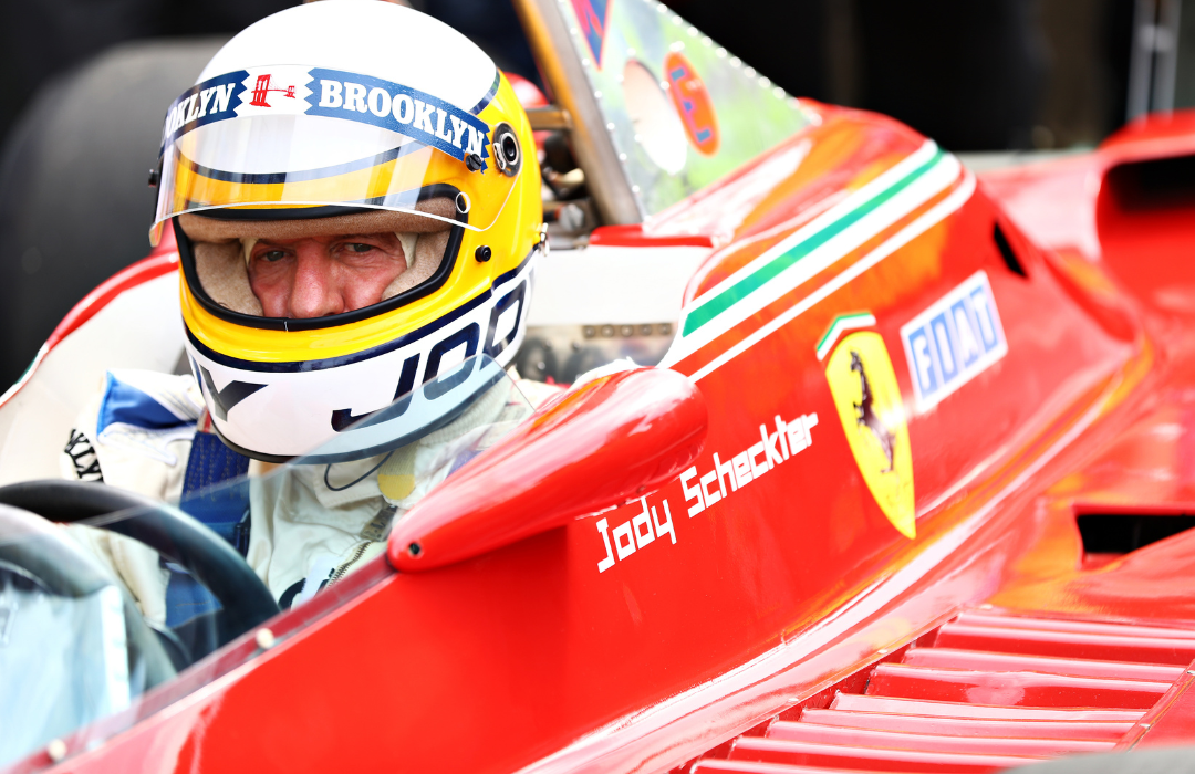 Former F1 driver Jody Scheckter of South Africa preparing for a demonstration run in his Ferrari 312T4 before qualifying for the F1 Grand Prix of Italy at Autodromo di Monza on September 07, 2019, in Monza, Italy.