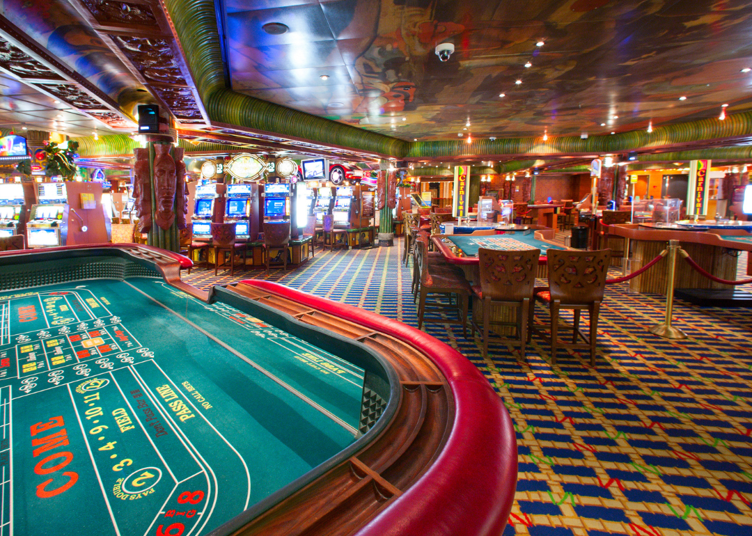 A view of a gaming floor at a casino.