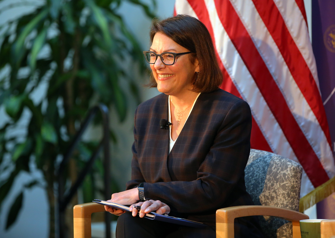 Congresswoman Suzan DelBene (WA-01) holding a conversation and question and answer session with House Speaker Nancy Pelosi on lowering the cost of prescription drugs at Harborview Medical Center, Tuesday morning, Oct. 8, 2019.