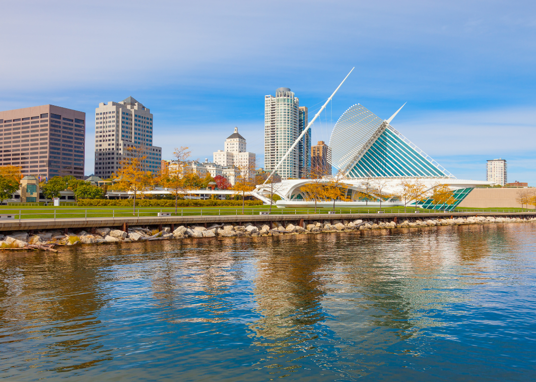 Milwaukee's skyline as seen from across the river.