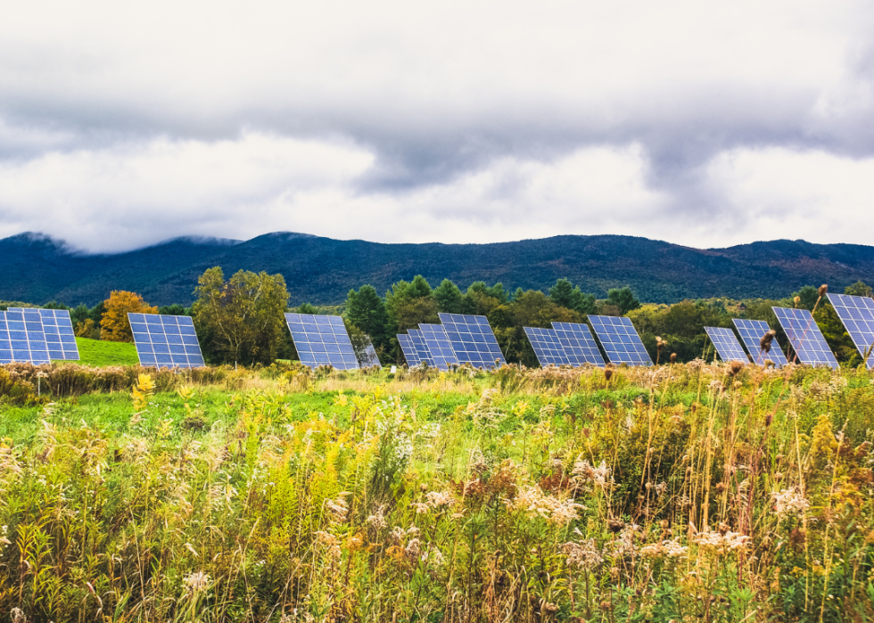 A field of solar panels in Vermont