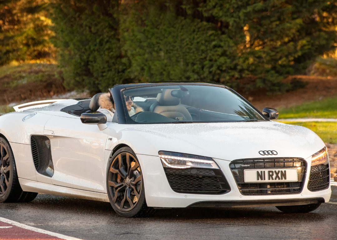 An Audi R8 Spyder V10 quattro supercar in Milton Keynes, Bucks, United Kingdom.