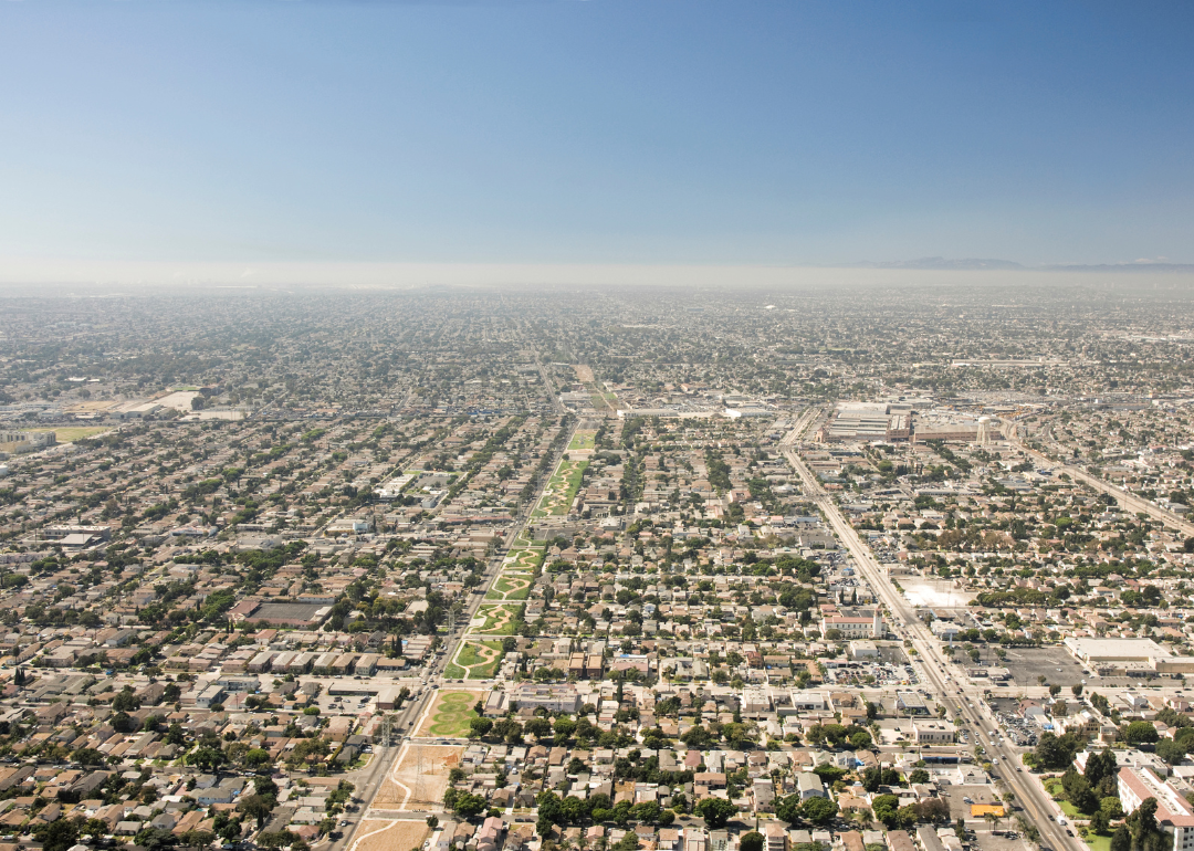An aerial view of urban sprawl.
