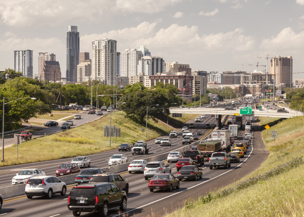 Traffic as commuters enter Austin, Texas