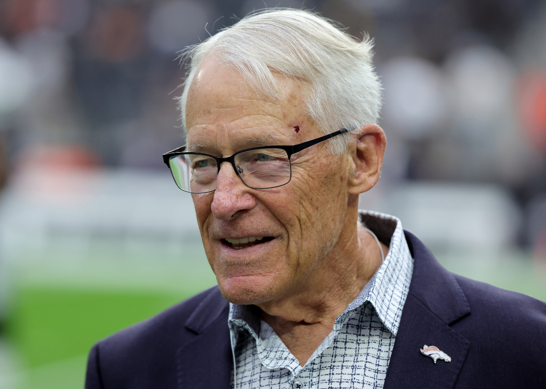 Owner Rob Walton of the Denver Broncos looking on before the game against the Las Vegas Raiders at Allegiant Stadium on October 02, 2022, in Las Vegas, Nevada. 
