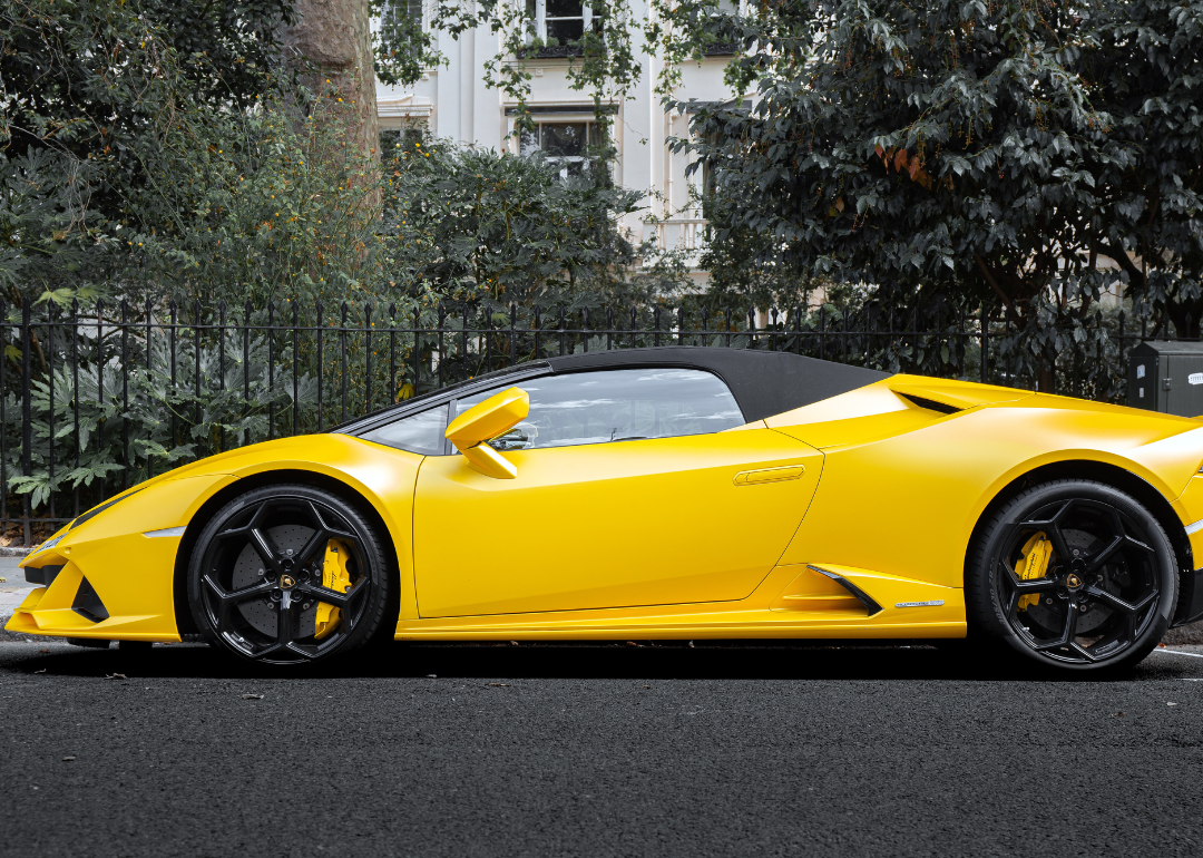 The Lamborghini Huracan Evo Spyder in Knightsbridge, London.