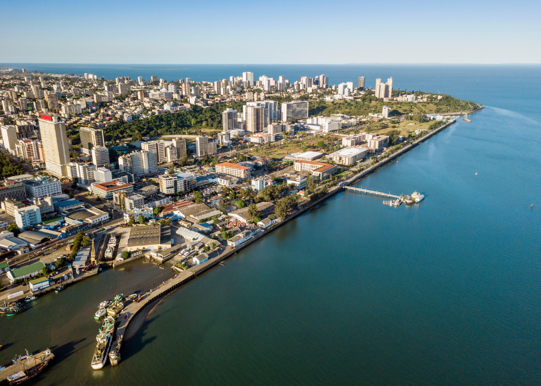 An aerial view of Maputo, the capital city of Mozambique, Africa