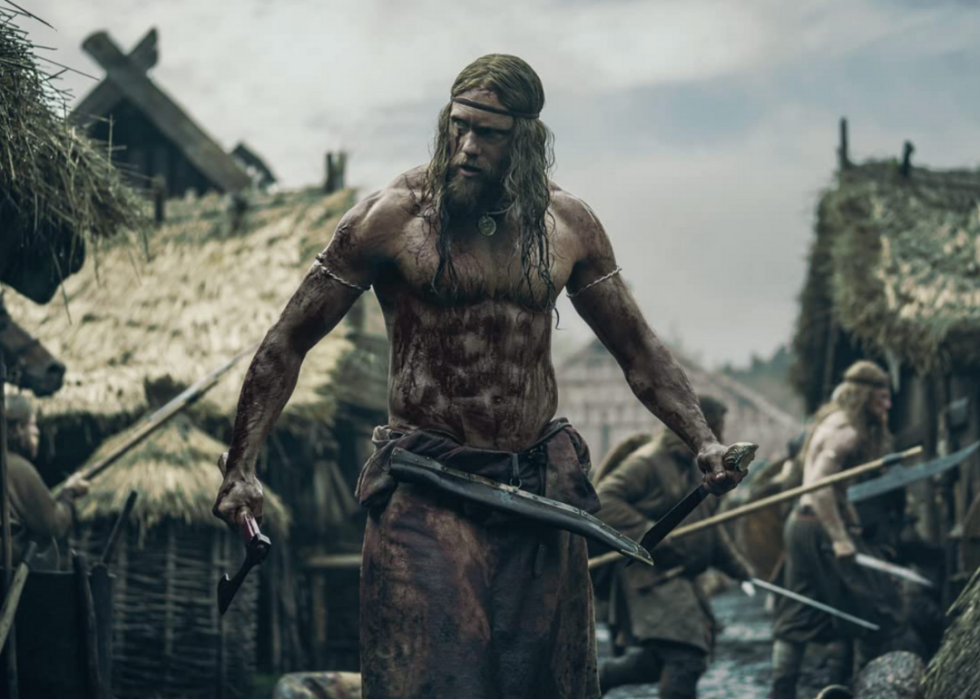 Alexander Skarsgård wielding weaponry in The Northman