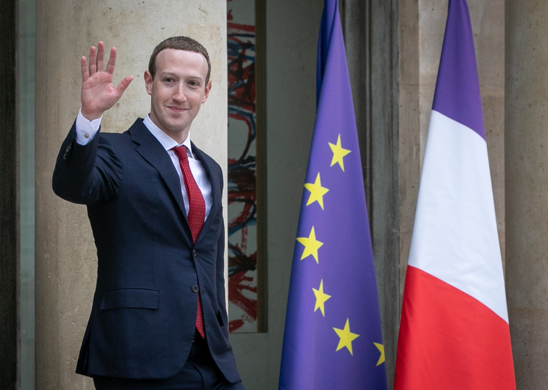 Mark Zuckerberg, Chief Executive Officer and Founder of Facebook, at Elysee Palace on May 10, 2019, in Paris, France.