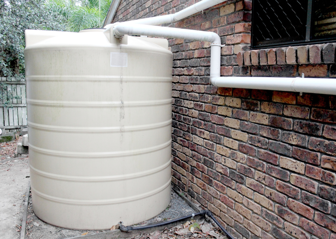 A tank that is part of a home's grey water system.