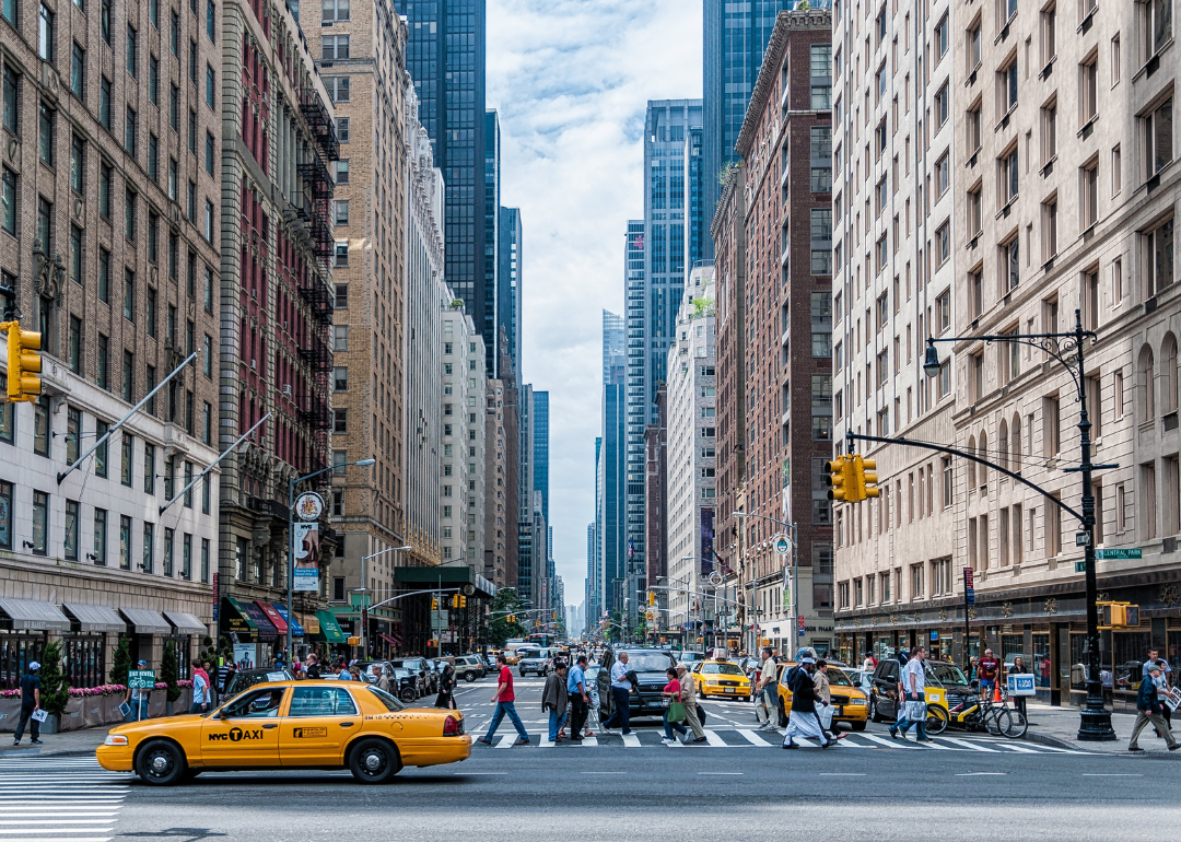 A street-level view of Manhattan.
