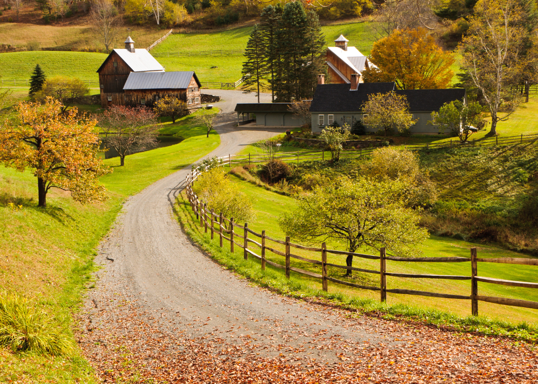 A farm in Vermont on a sunny summer day.