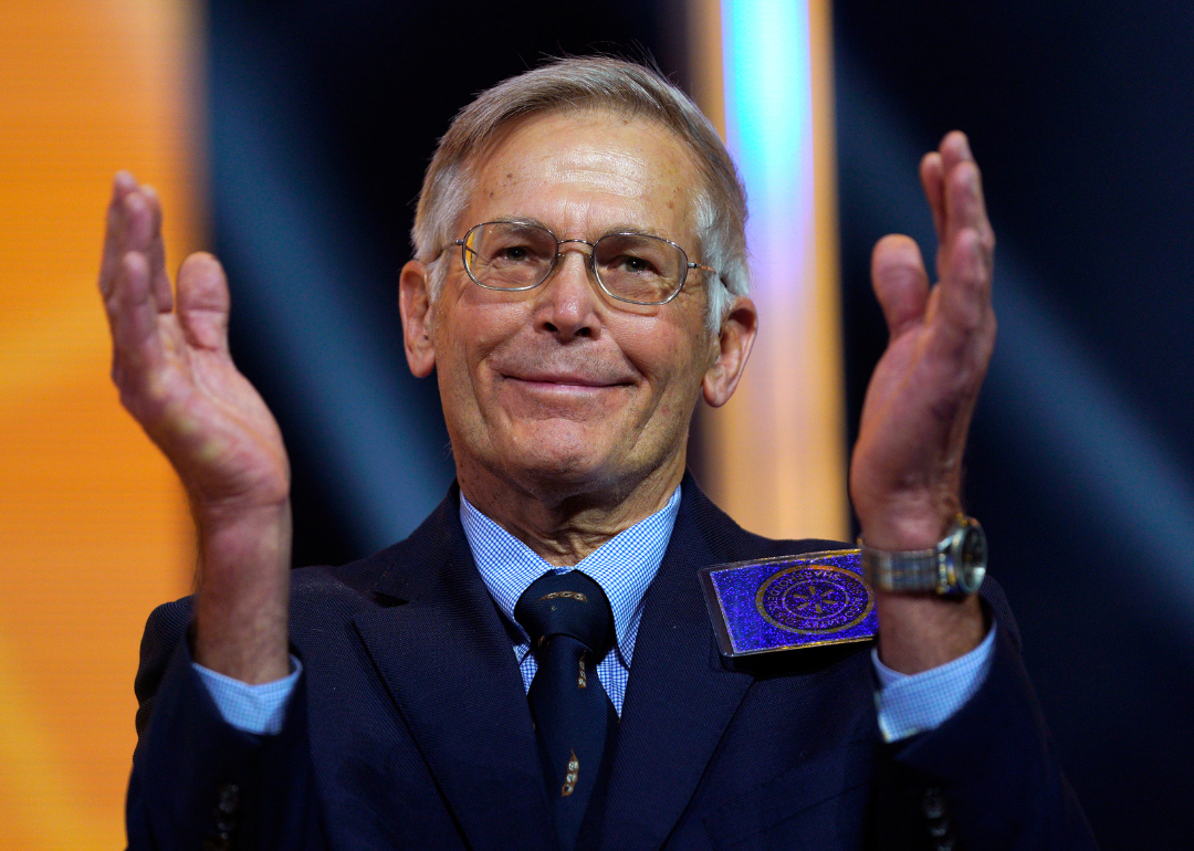 Jim Walton clapping at the Walmart shareholders meeting event on June 1, 2018, in Fayetteville, Arkansas. 