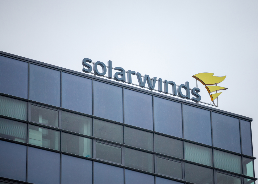 SolarWinds logo in front of their office for Brno, Czechia.
