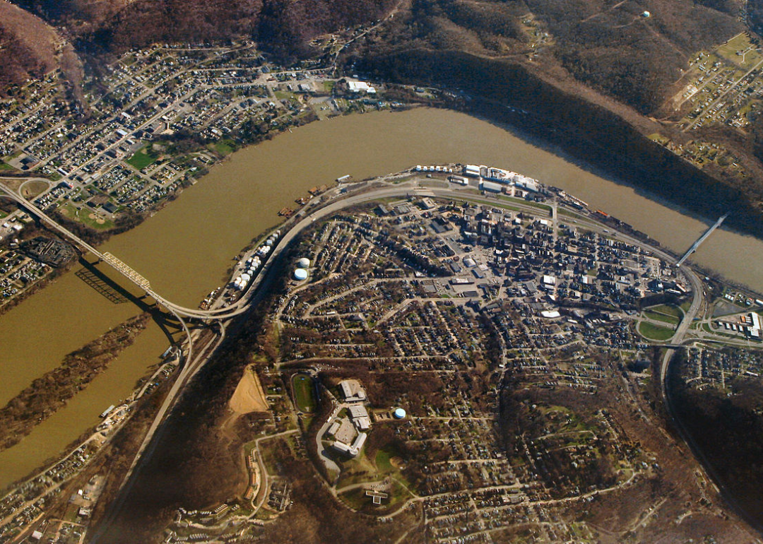An aerial view of Chester, West Virginia.