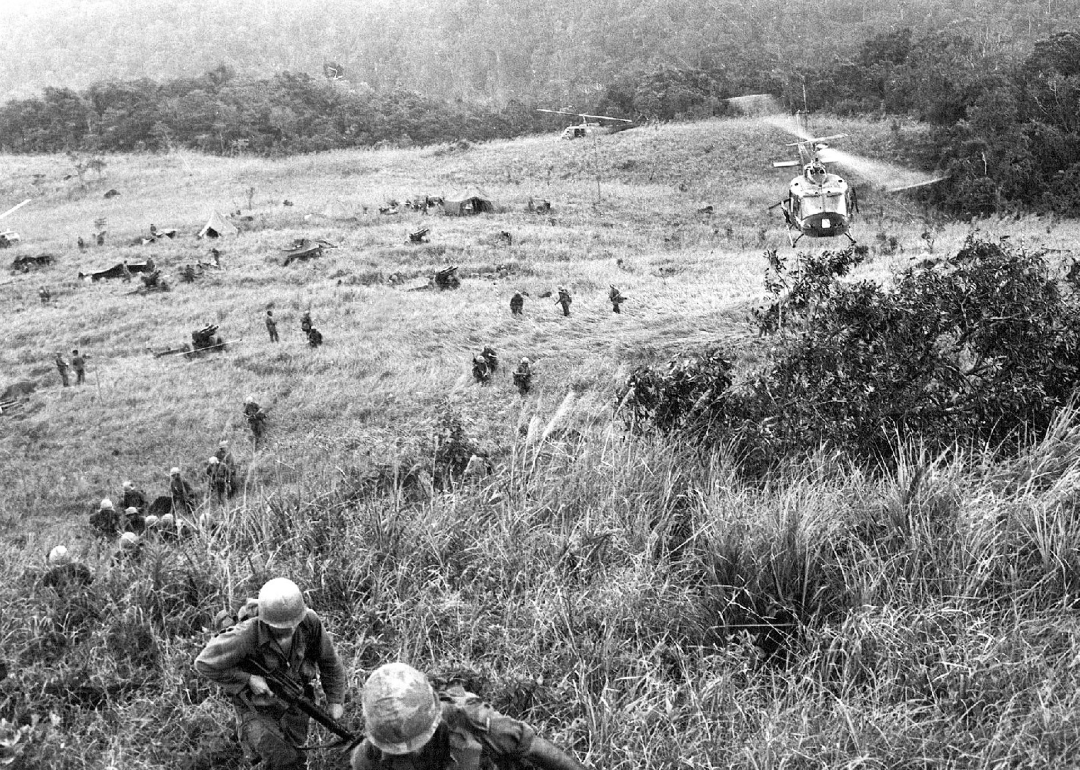 US Army troops deploy at an LZ ('Landing Zone') in the Central Highlands.