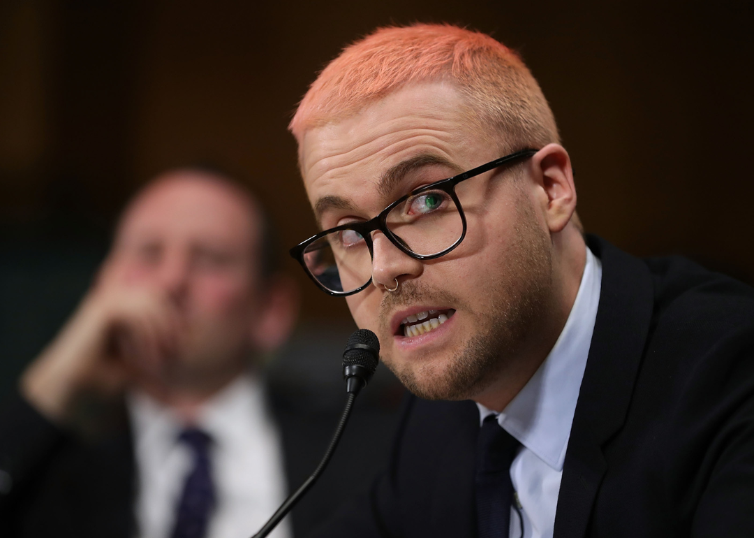 Christopher Wylie testifying before the Senate Judiciary Committee in the Dirksen Senate Office Building on Capitol Hill.