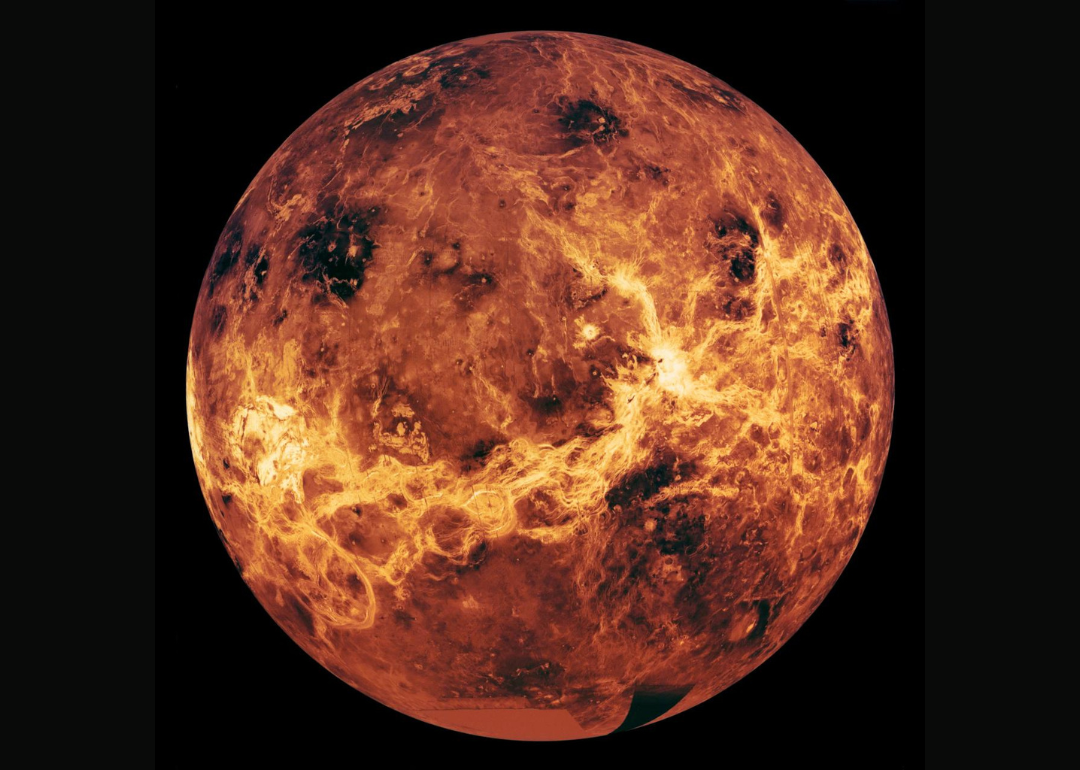 A global view of Venus, centered at 270 degrees east longitude.