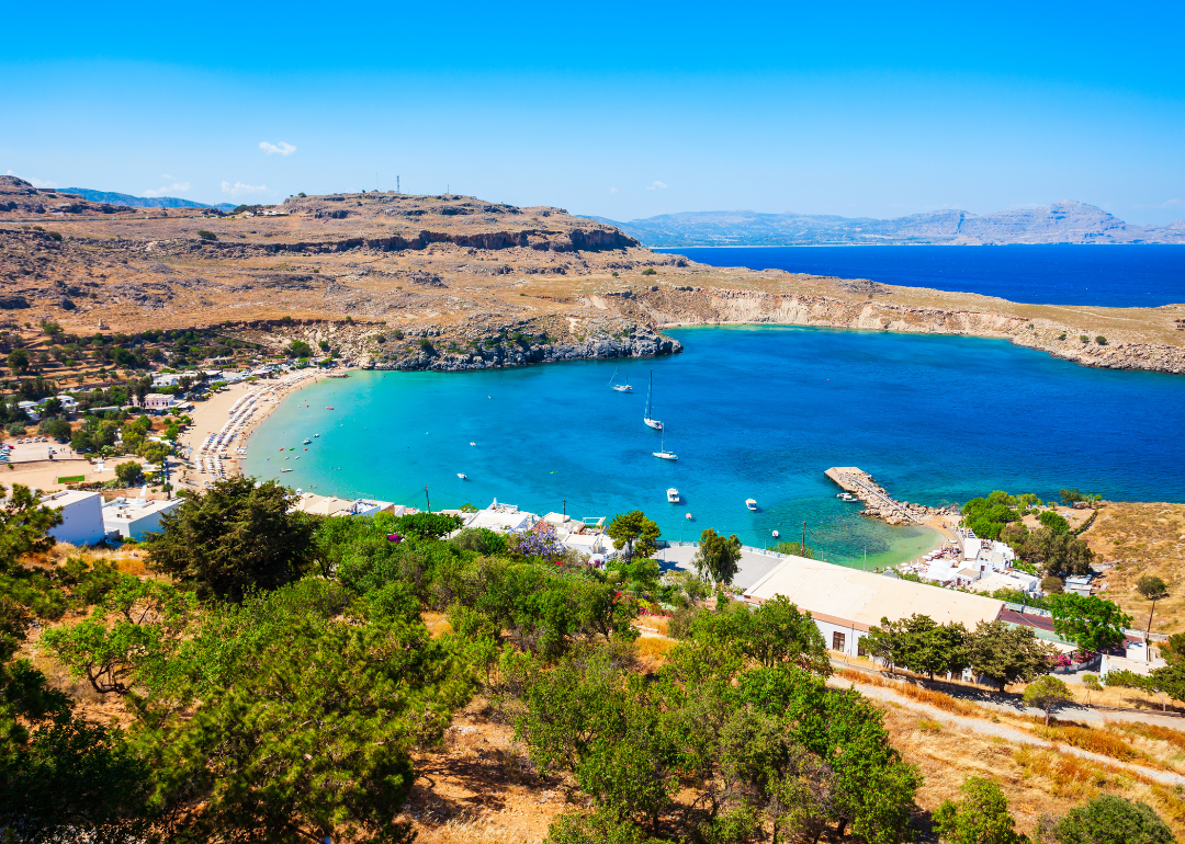Lindos Beach on a hot day.