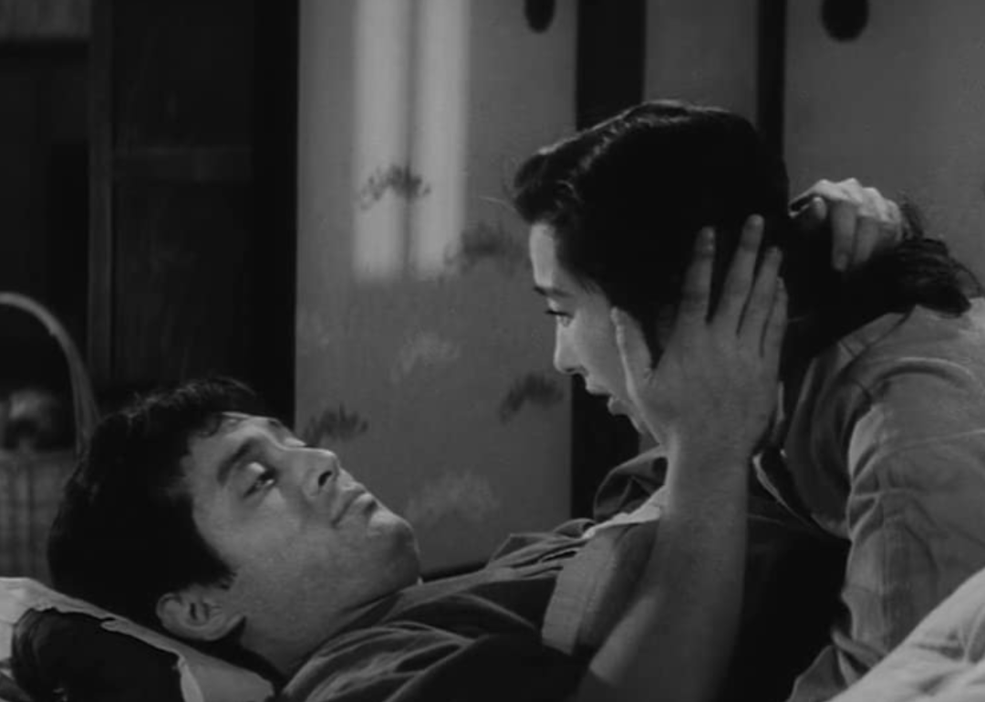 Michiyo Aratama and Tatsuya Nakadai in The Human Condition I: No Greater Love.
