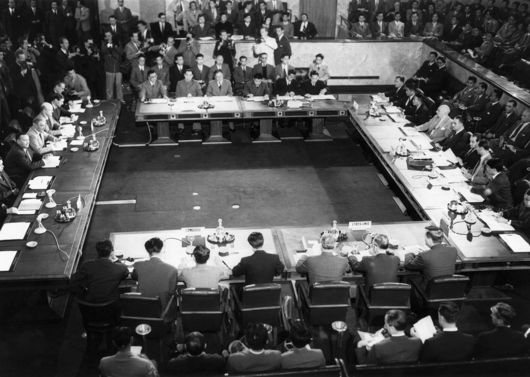 The Peace Talks leading to the signing of the "Geneva Accords" in July 1954.