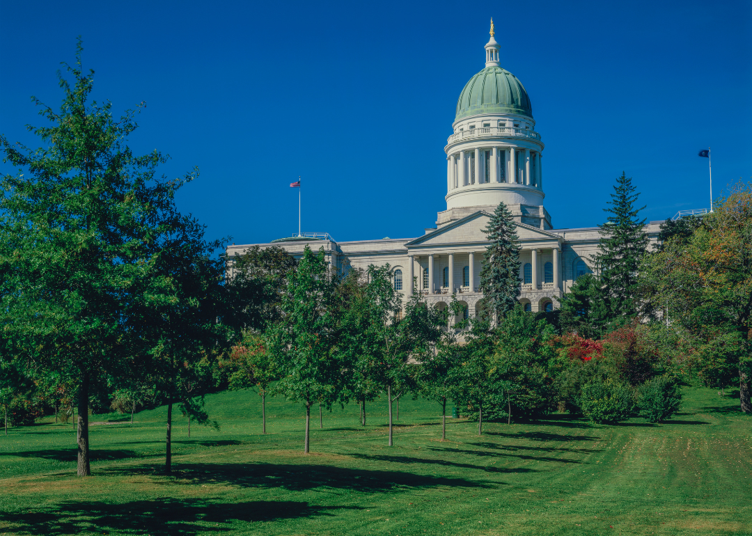 The Maine State Capitol in Augusta on a sunny day.
