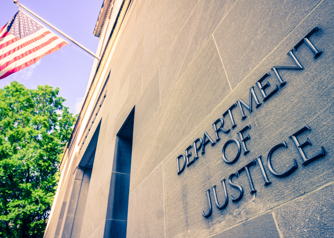 The northern facade of the United States Department of Justice building.