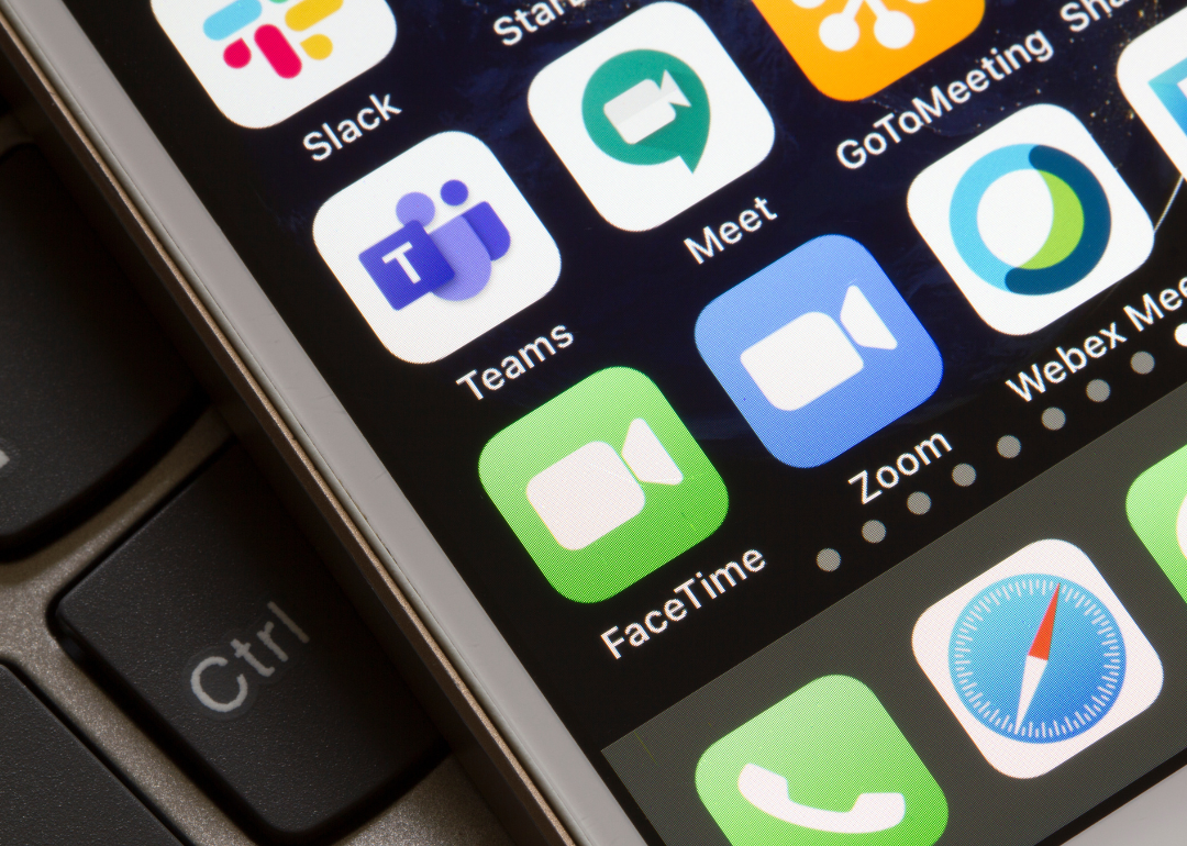 Various business app icons as displayed on an iPhone