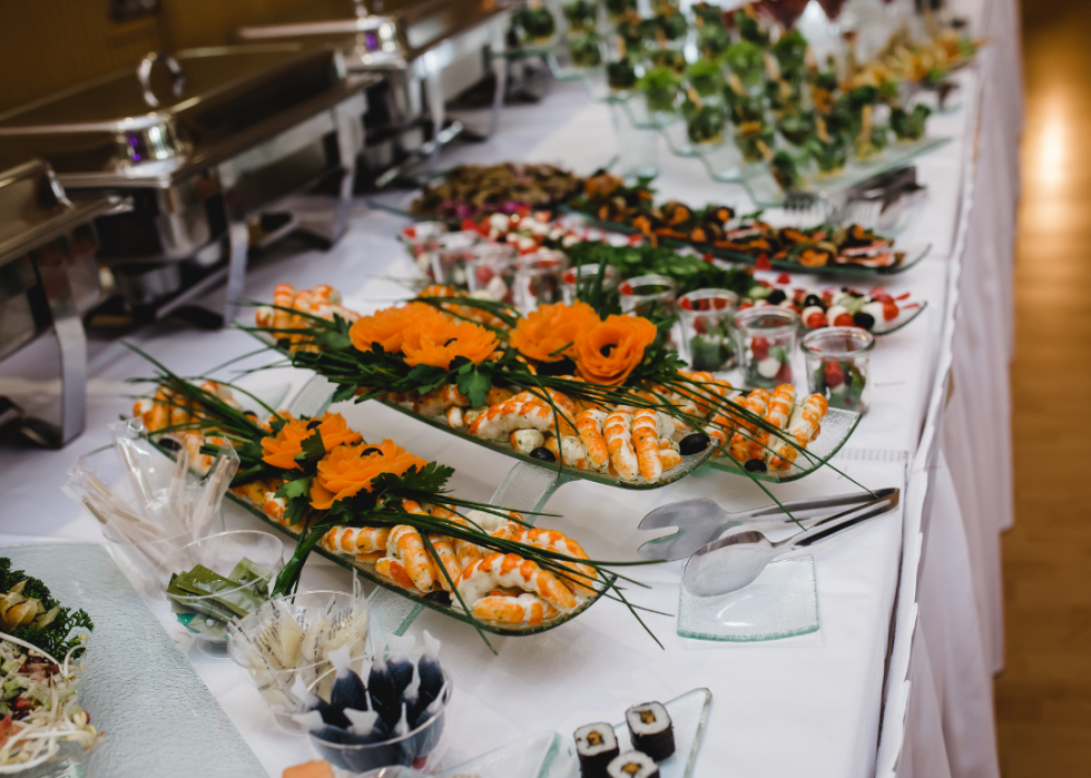 A catered wedding buffet