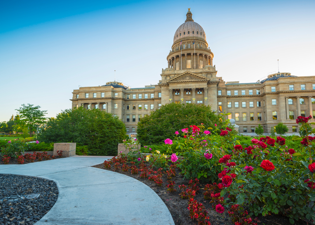 The Idaho State Capitol on a sunny day in Boise.