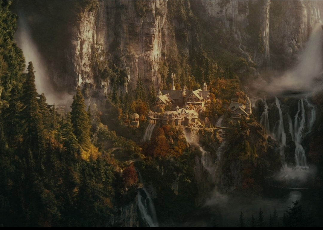 The elf city Rivendell from "The Fellowship of the Ring."