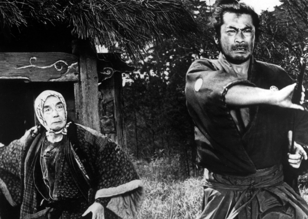 Toshirô Mifune and Atsushi Watanabe in Yojimbo