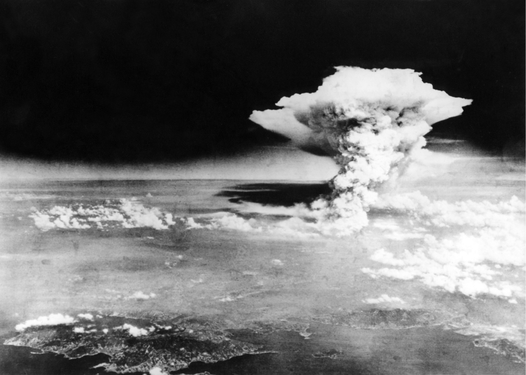 The nuclear explosion over Hiroshima.