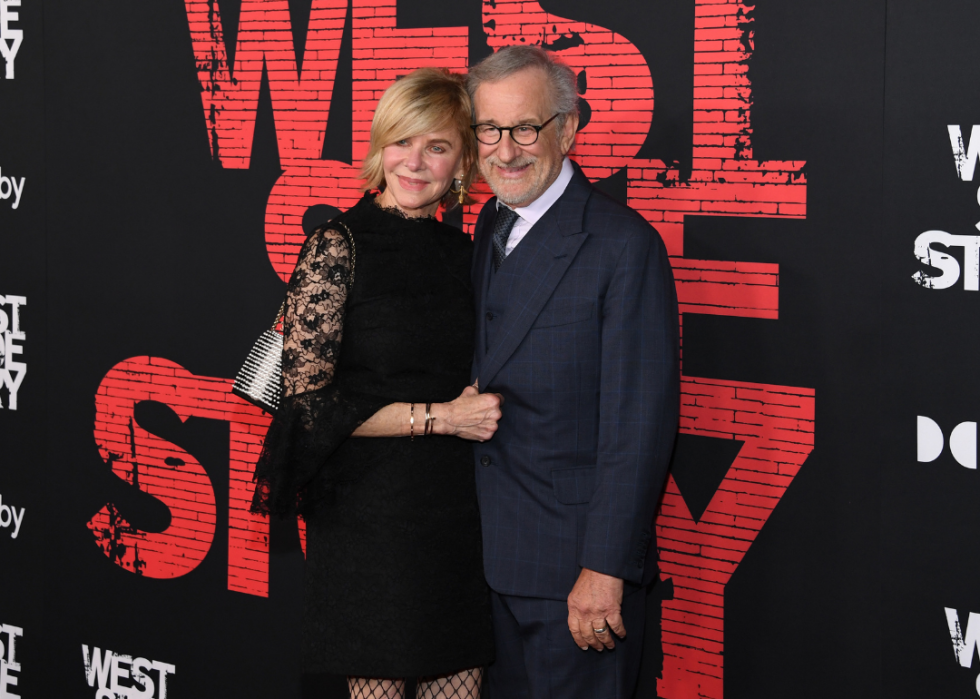 Kate Capshaw and Steven Spielberg attending Disney Studios' Los Angeles premiere of "West Side Story"