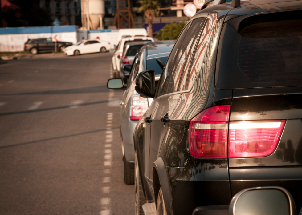 A row of parked cars