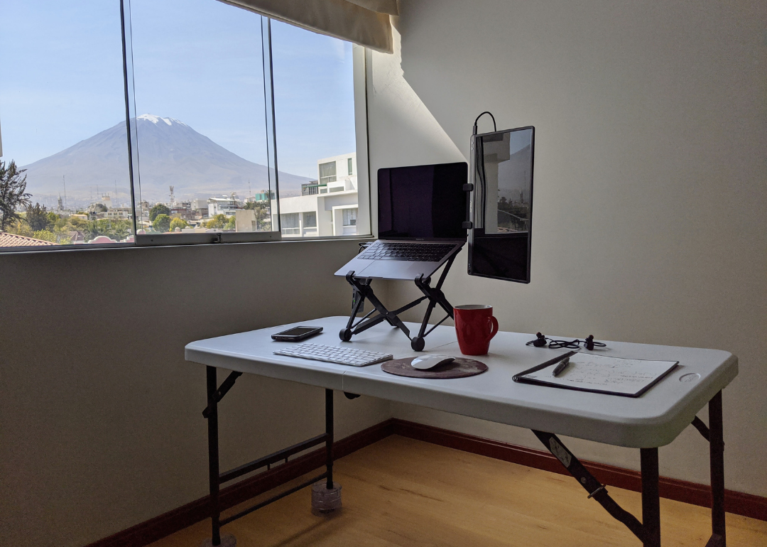 An ergonomic home office set up