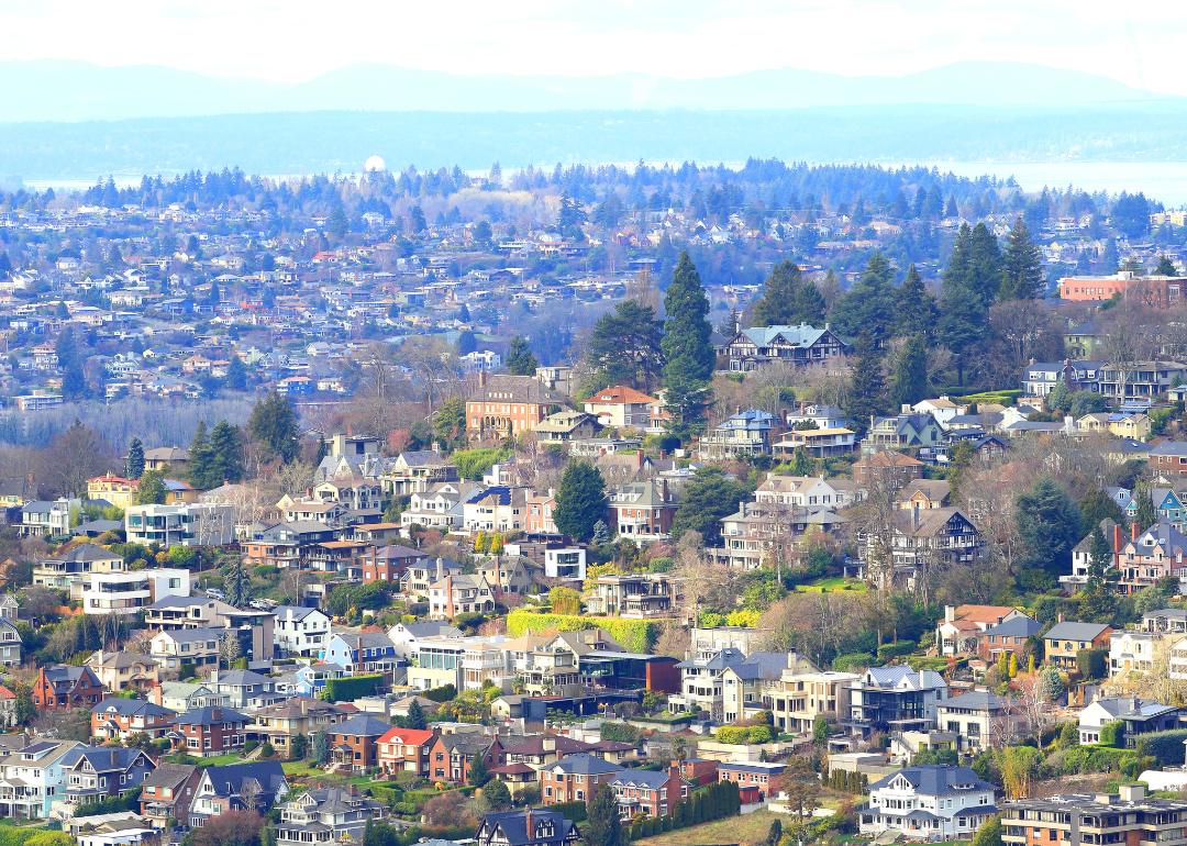 An aerial view of a suburban Seattle neighborhood.
