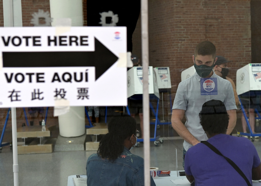 A polling place at the Brooklyn Museum in New York, New York