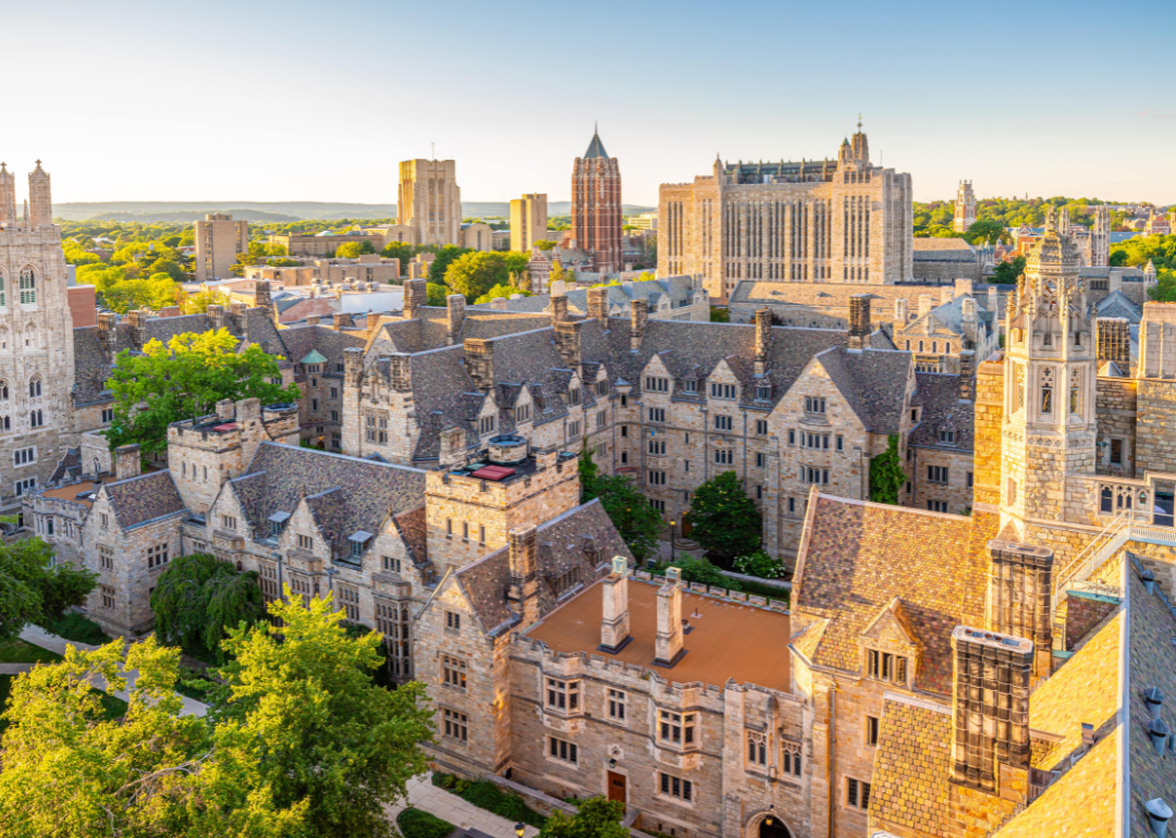 The Yale campus in New Haven as viewed from Harkness Tower.