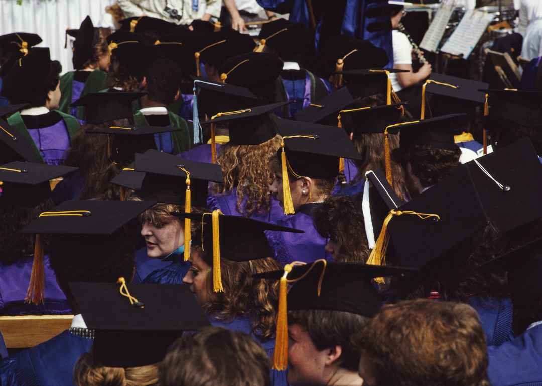 Students graduating from New York University in 1986.