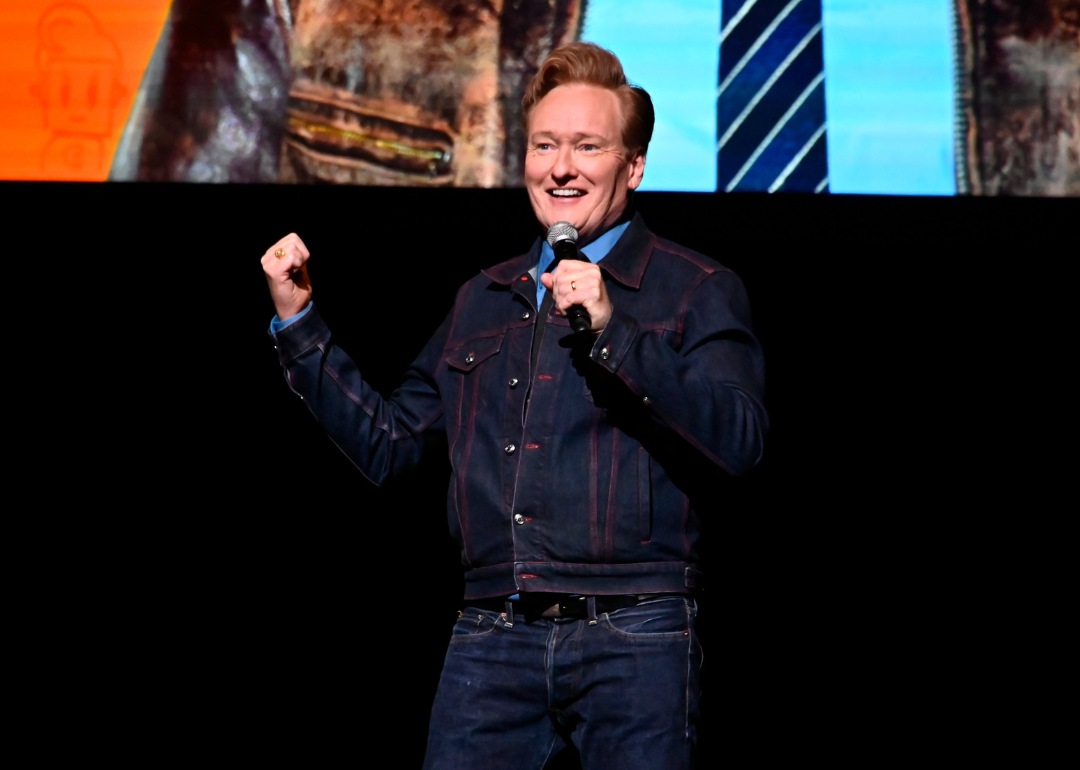 Conan O'Brien taping an episode of his "Conan O'Brien Needs A Friend" Podcast at the Beacon Theatre on November 10, 2022, in New York City. 