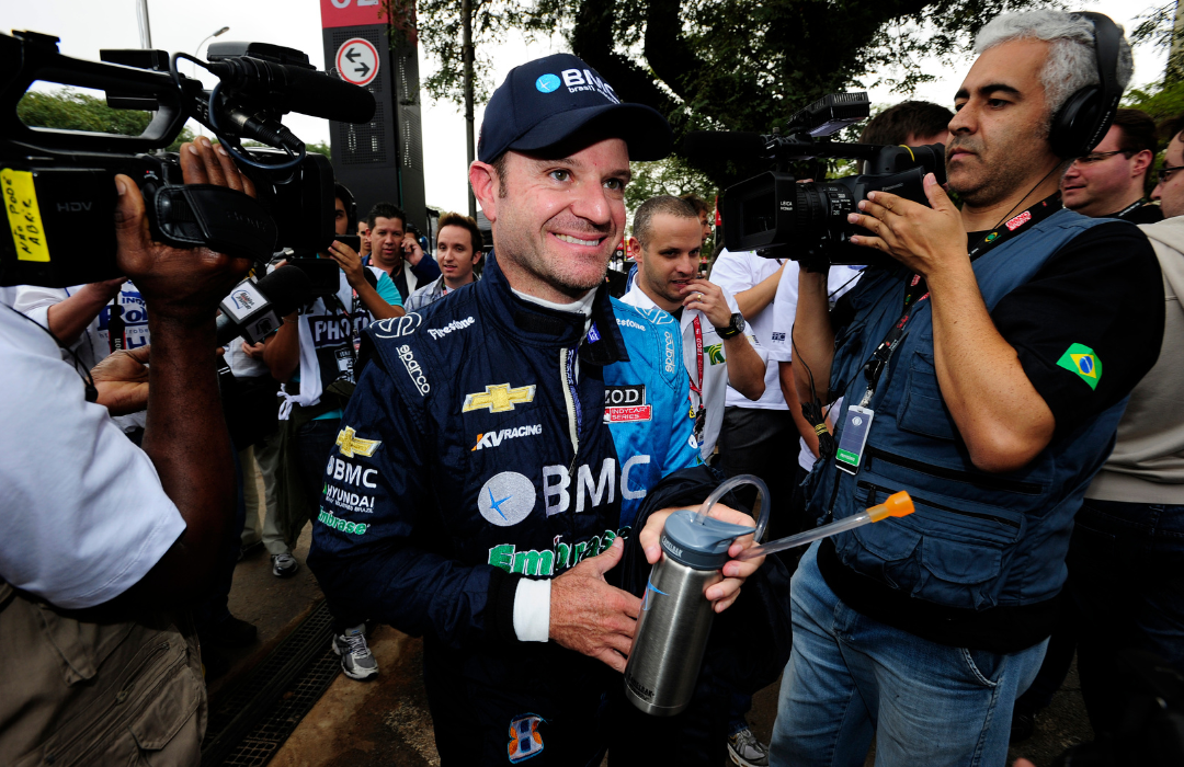 Rubens Barrichello of Brazil, driver of the #8 KV Racing Technology Dallara Chevrolet, during practice for the IndyCar Series Sao Paulo Indy 300 on April 28, 2012.