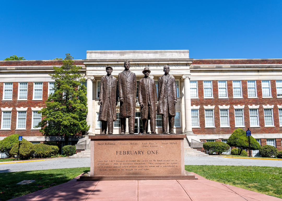 James Barnhill's "February One" sculpture, located on North Carolina A&T State University's campus.